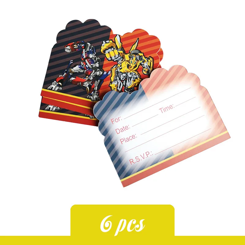 Invitation cards Children Party Set Transformation Bumblebee Optimus Prime Birthday Party Supplies Decoration Balloon Party Decoration Boy - Цвет: Invitation cards