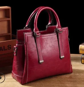 Fashion Ladies Hand Bag Women's Genuine Leather Handbag Leather Tote Bag Bolsas femininas Female Shoulder Bag Vintage Bolsa T63 - Цвет: Красный