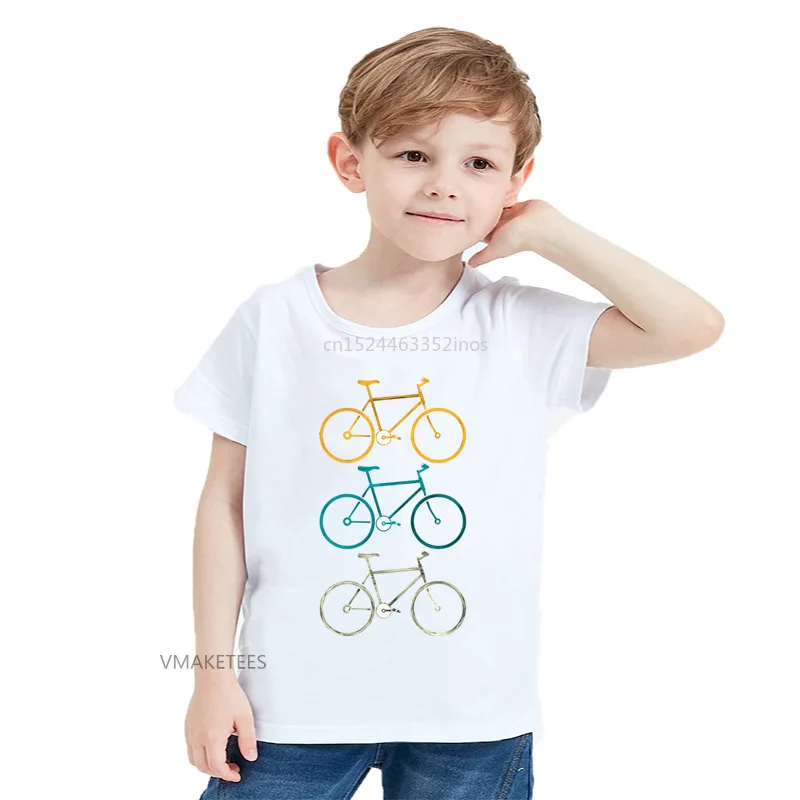 

2018 Summer Girls & Boys Short Sleeve T shirt Colorful Bikes Cute Print T-shirt Baby Kids Funny Casual Clothing,ooo5666