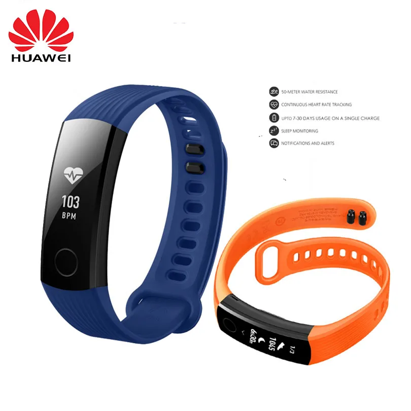 Huawei Honor Band 3 умный Браслет 50 м Водонепроницаемый фитнес трекер сенсорный экран для