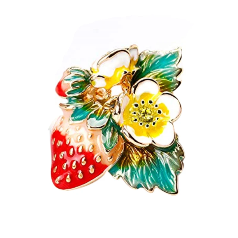 Фруктовая Клубничная брошь винтажная Женская модная булавка ювелирная