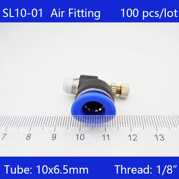 

SL10-01 Free shipping 100Pcs 10mm Push In to Connect Fitting 1/8" Thread Pneumatic Speed Controller