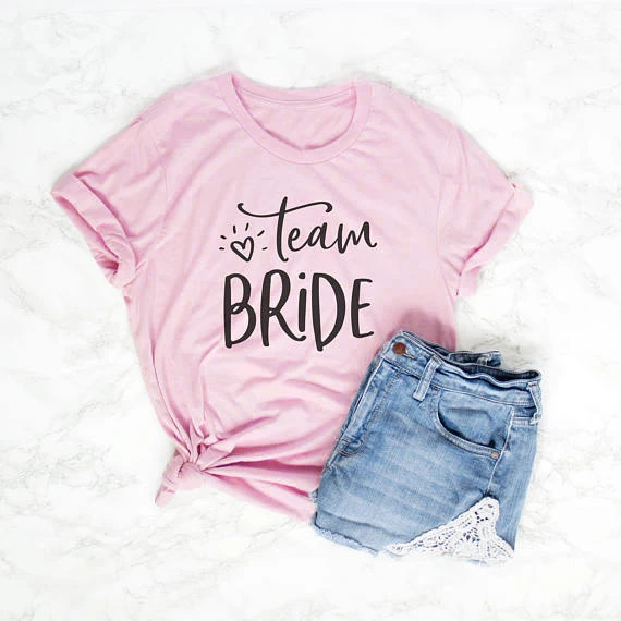 Команда Невесты пара футболка хлопок Графический слоган Топы camiseta rosa feminina отряд