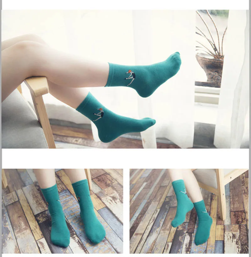 Женские длинные чулки в стиле Харадзюку С рисунком 1 пара новинка Чулки с виде