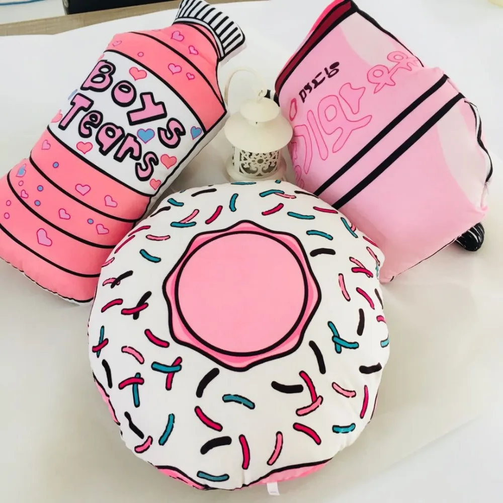 Розовые подушки в форме белого пончика декоративные мультяшный диван стул