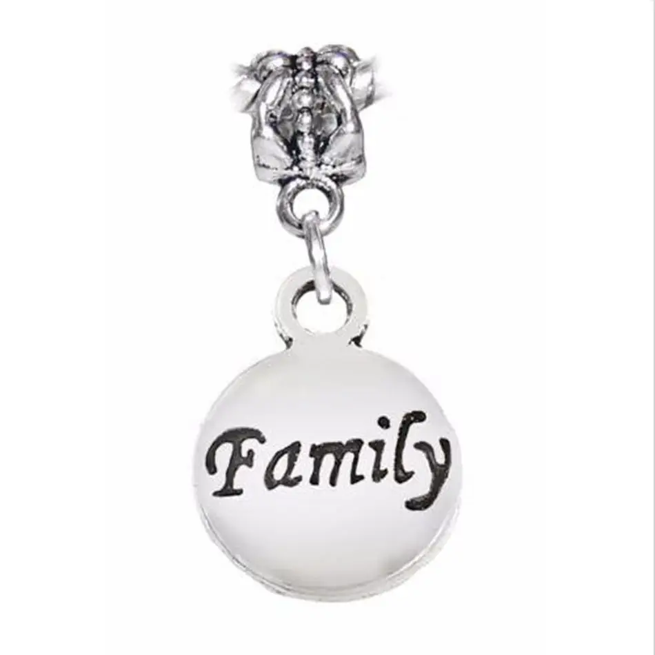 

100Pcs Alloy Family Word Medallion Circle Charm For Jewelry Making Craft