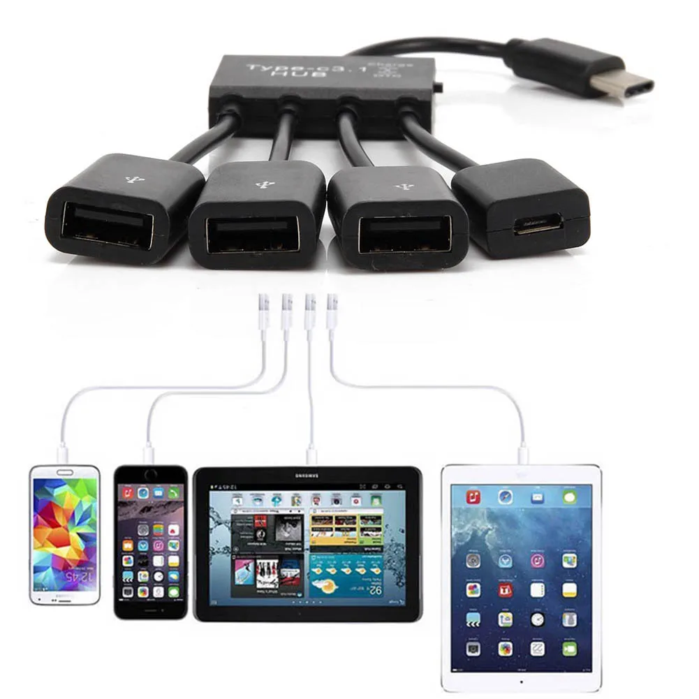 Новинка Лидер продаж адаптер 4 в 1 с разными портами типа C на USB 2 0 кабель OTG