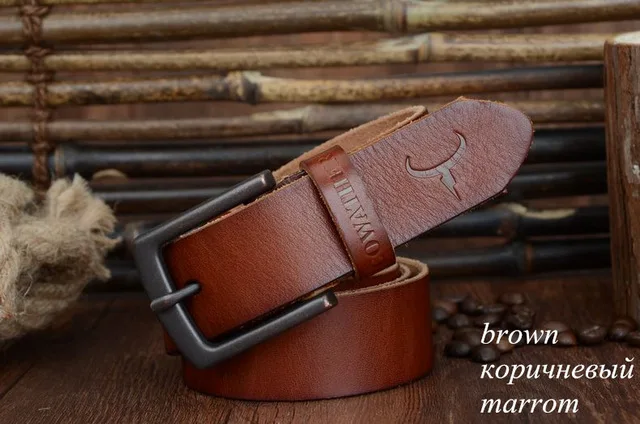 XF021 brown COWATHER горячие продаж натуральной натуральная кожа ремни для мужчин джинсы мужские пояса ремень пряжкой хорошее качество - Цвет: XF021 brown