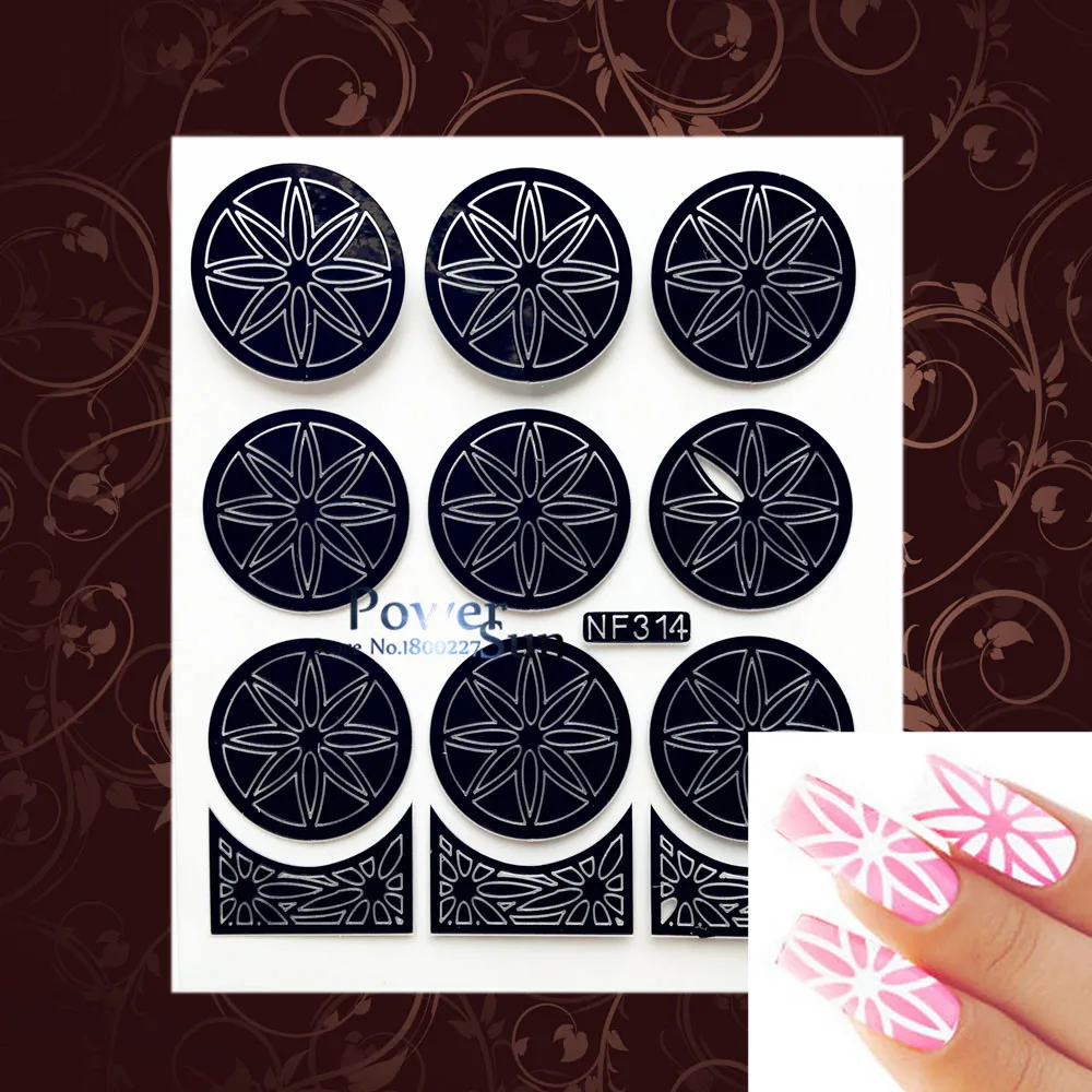 Трафарет для ногтей ультратонкий с вырезами белый сделай сам цветочный узор