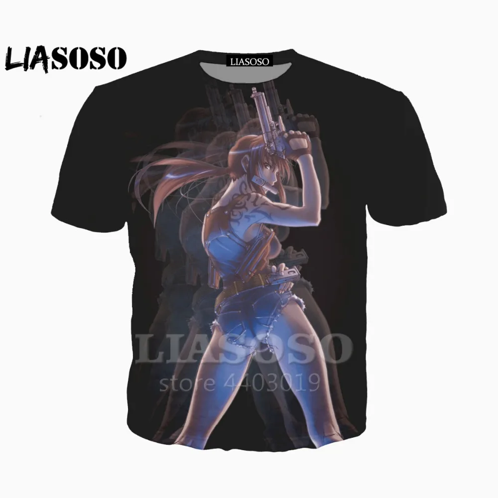 LIASOSO 2018 3D с принтом Мужские и женские Аниме Черная Лагуна печатных 3dt shirt