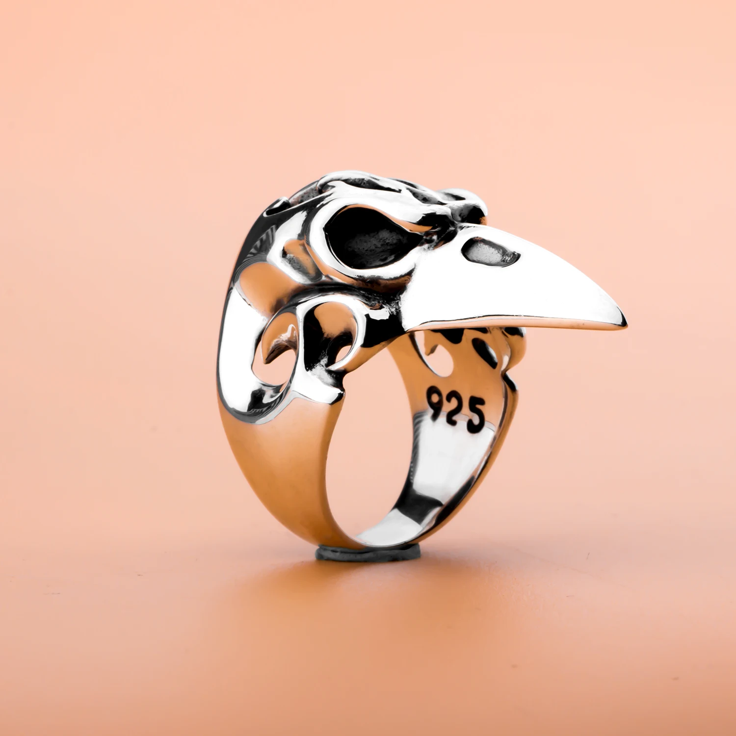 MetJakt Hyperbole властительное кольцо с головой орла однотонное блестящее серебряное