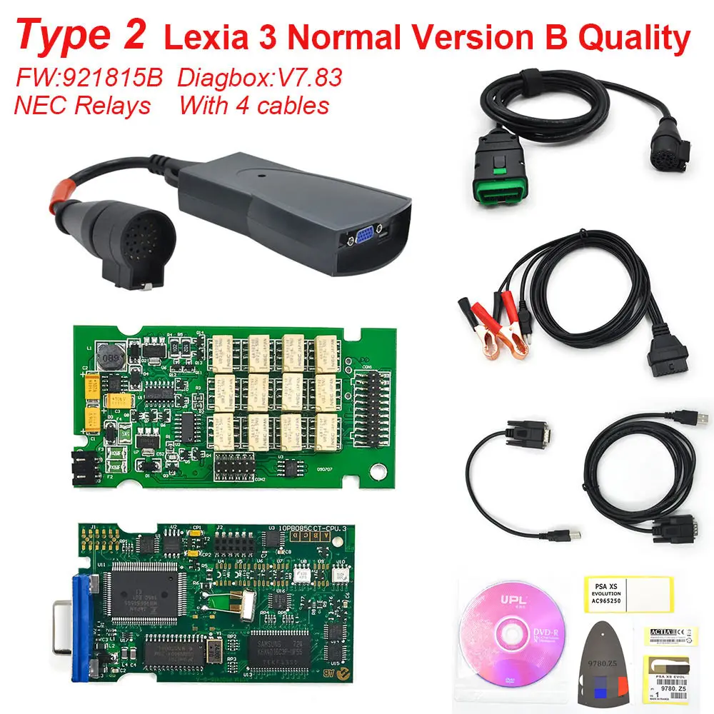 Lexia 3 полный чип FW 921815C Diagbox V7.83 для Citroen для peugeot V48/V25 lexia3 Авто OBD2 диагностический инструмент lexia3 PP2000 - Цвет: Normal B quality