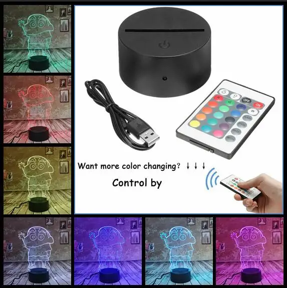 Remote 16 Colors Прямая поставка 3D ночник Иллюзия Nowara Shnnosuke лампа 7 цветов градиентный светодиодный светильник USB сенсорный детский ночник Рождественский подарок декор - Испускаемый цвет: Remote 16 Colors
