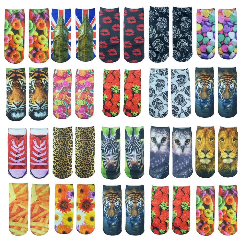 Носки с 3D принтом новые милые женские носки унисекс низким вырезом хлопковые