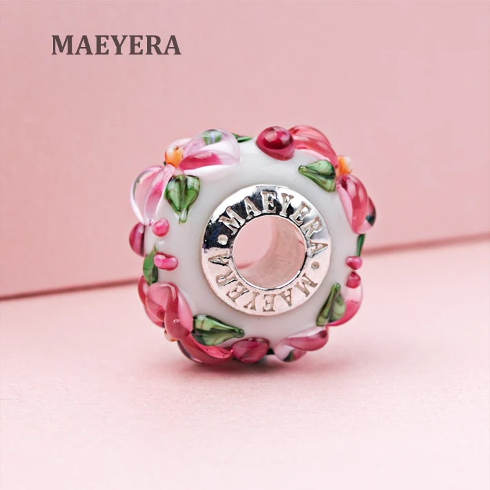 MAEYERA подлинное 925 пробы серебро розовый цветок стерео лепестки из муранского
