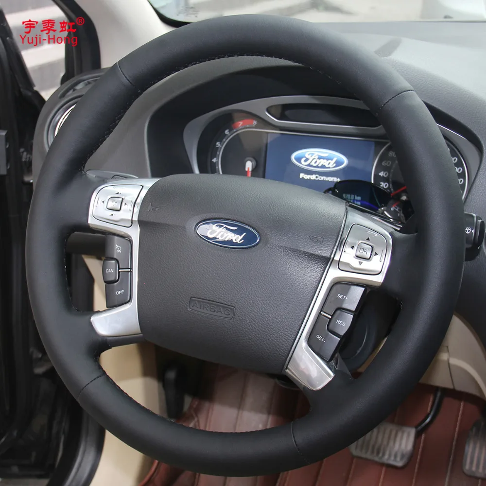 PONSNY искусственная кожа Чехлы рулевого колеса автомобиля чехол для Ford MONDEO 2007-2012 CHIA-X S-MAX 2007 сшитый вручную чехол