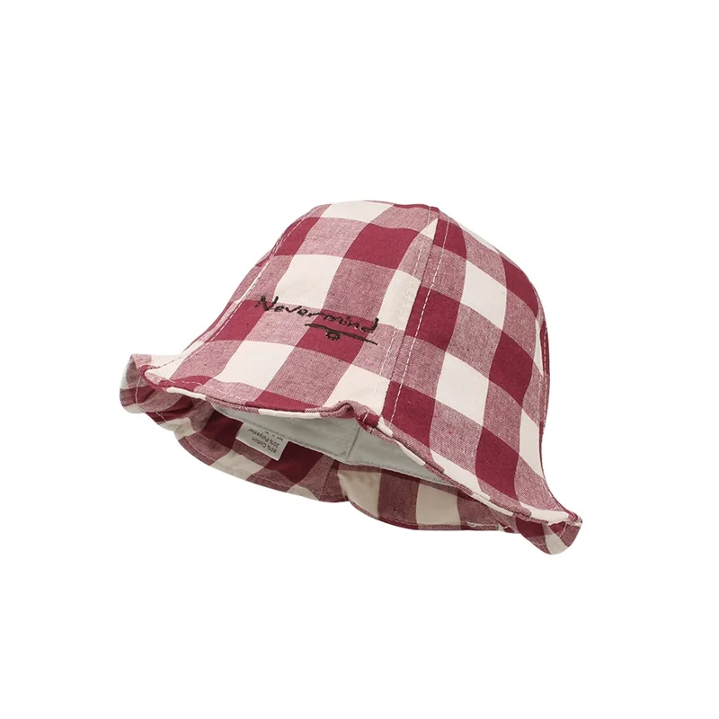 Casual Plaid Baby Hat Cotton Boys Girls Sun Cap Spring Summer Kids Clothes Fashion Girals Bucket Clothing | Детская одежда и обувь