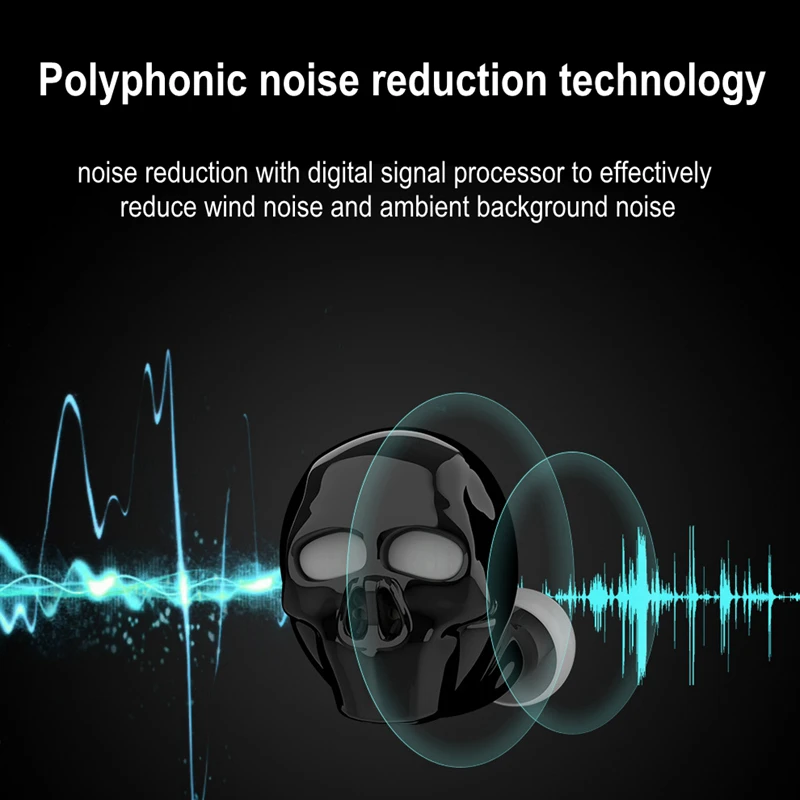 Новый Череп кости Bluetooth наушники с микрофоном шумоподавление Hi Fi Handsfree бас стерео