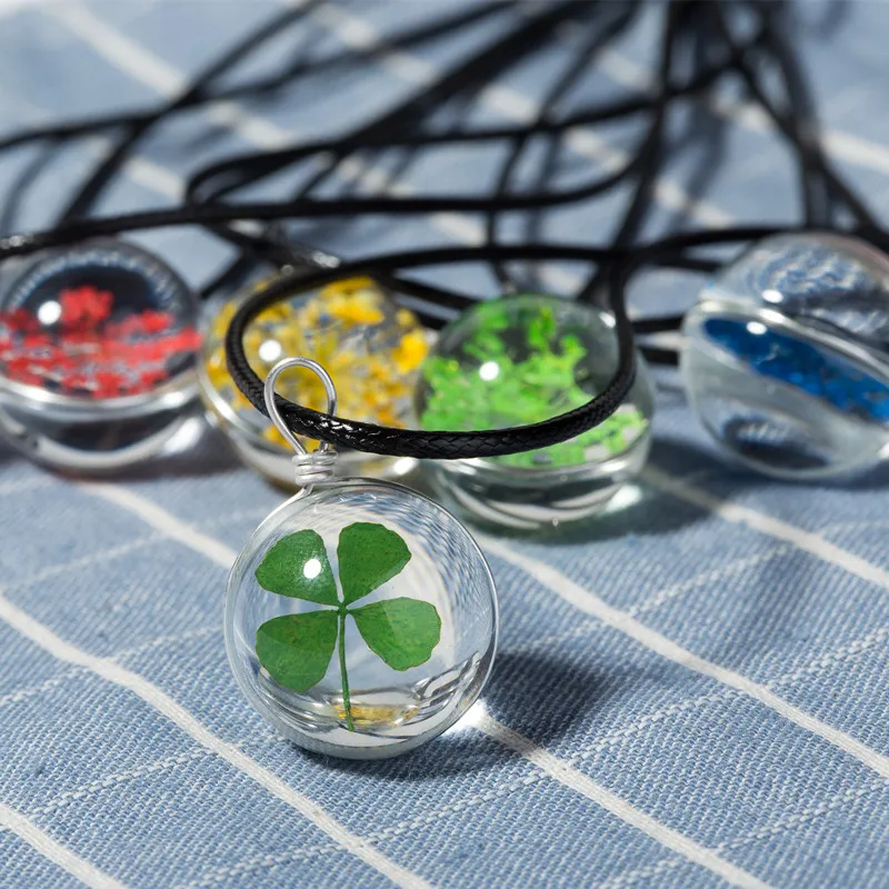 Лидер продаж 2016 модное ожерелье с хрустальным стеклянным шариком и клевером