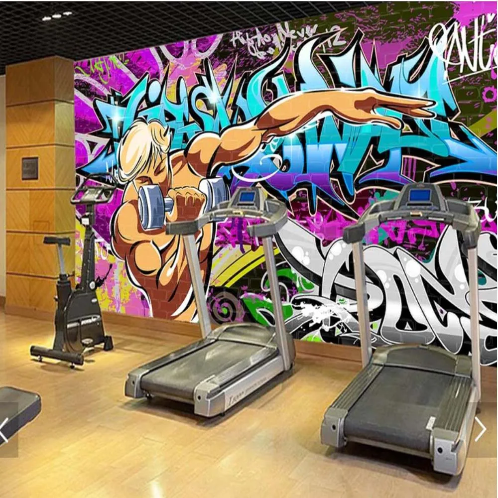 

Novelty Graffiti Hand Painting Wallpaper for Gym Room Street 3D Printed Photo Wallpapers Mural Home Wall Decor Murals Customize