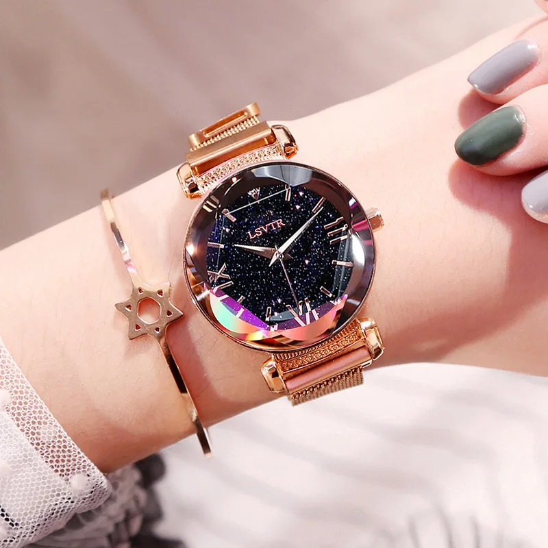 Часы Vibrato женские модные элегантные с магнитной пряжкой фиолетовые подарок