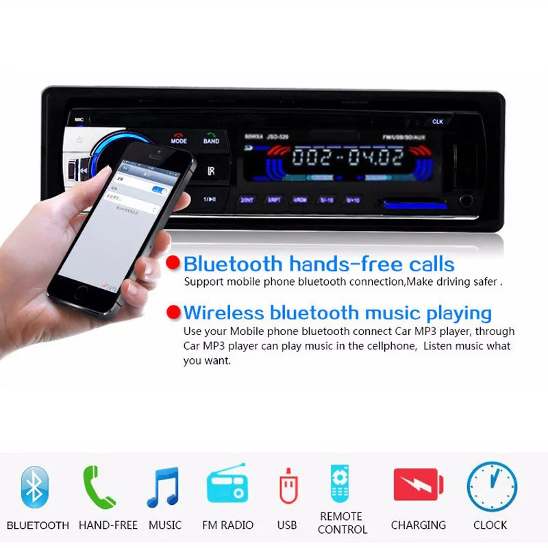 Автомагнитола FM радио mp3 плеер 12 В Bluetooth стерео 1 Din Aux вход приемник SD USB MMC WMA|mp3