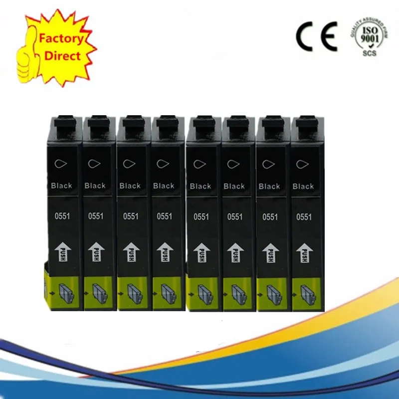 Пакет T0551 E-551 T0554 E-554 сменный картридж для принтера Stylus Photo RX420 RX425 RX520 R240 R245 inkjer принтер - Цвет: 8BK