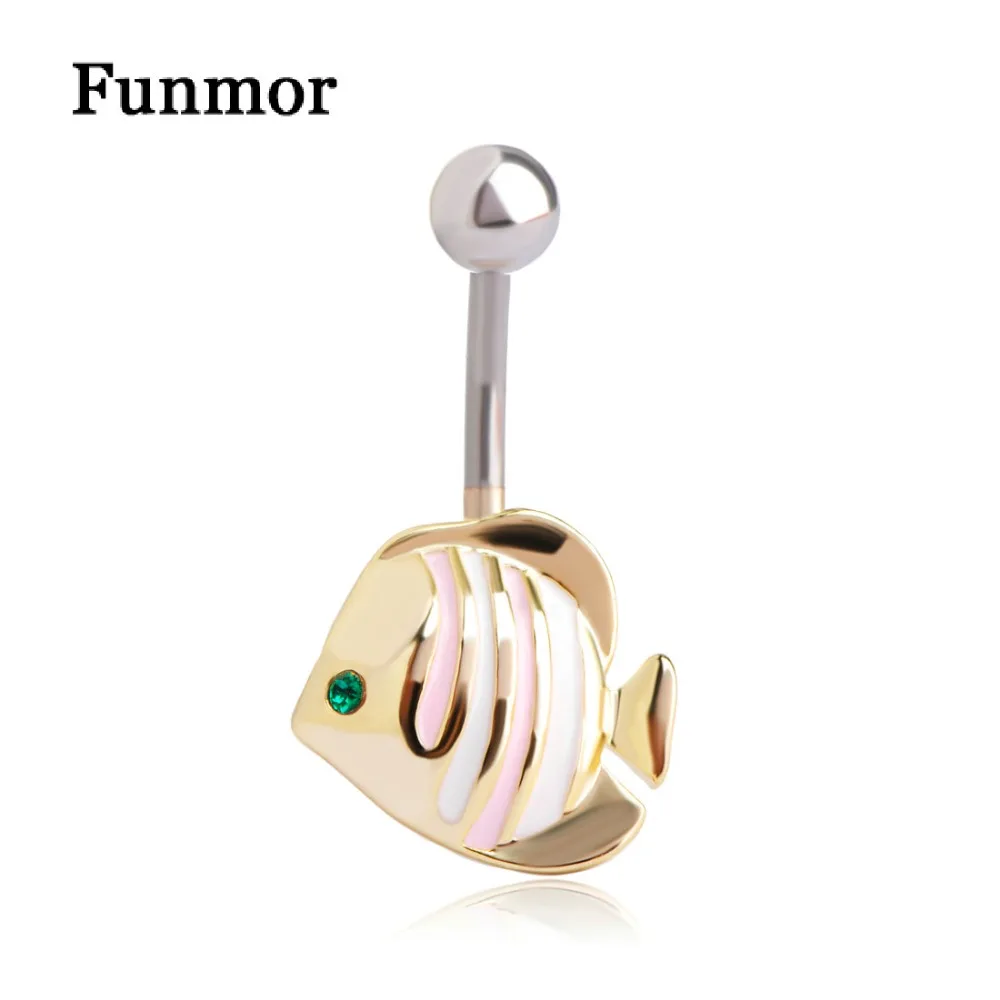 Funmor морская рыба пупка Кольца для эмаль животного пирсинг хирургические Сталь