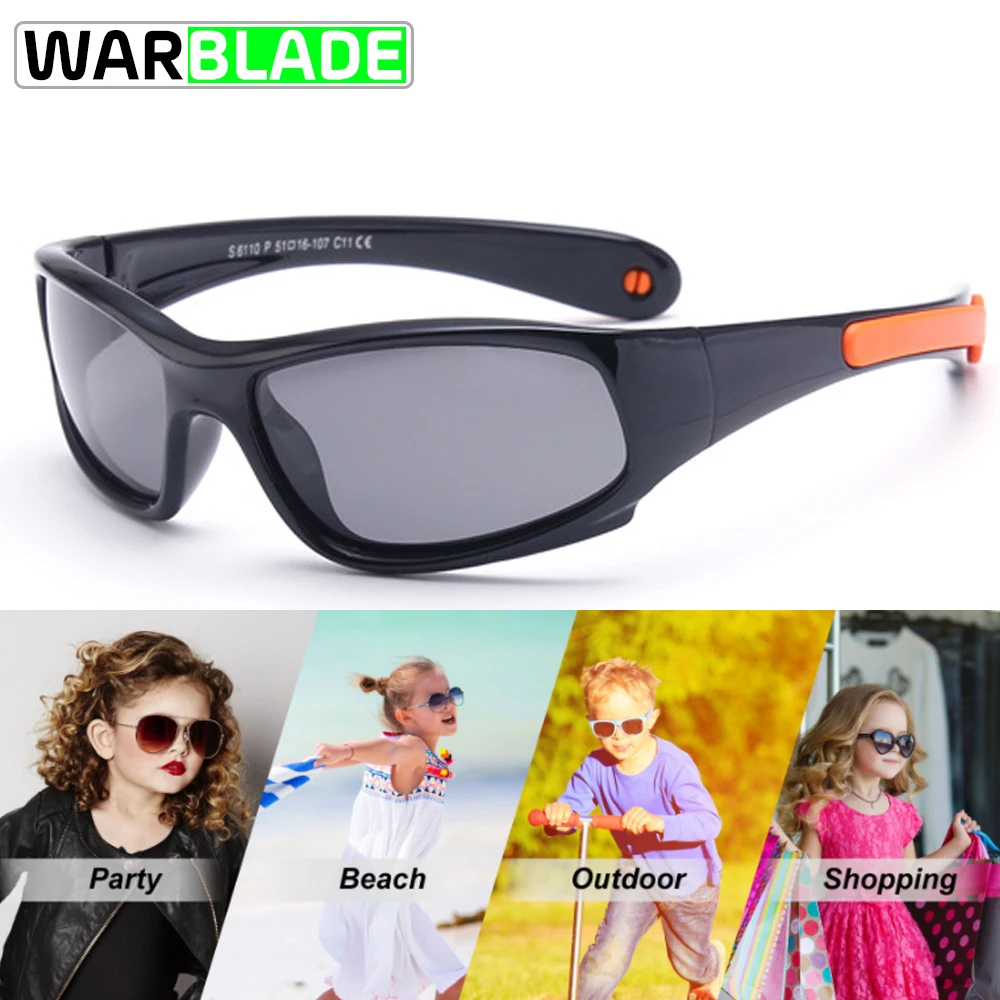 bright black Детские спортивные солнцезащитные очки для велоспорта с рыбками, поляризованные очки с защитой от ультрафиолета, детские солнцезащитные очки Polaroid, очки для мальчиков и девочек Oculos - Цвет: bright black