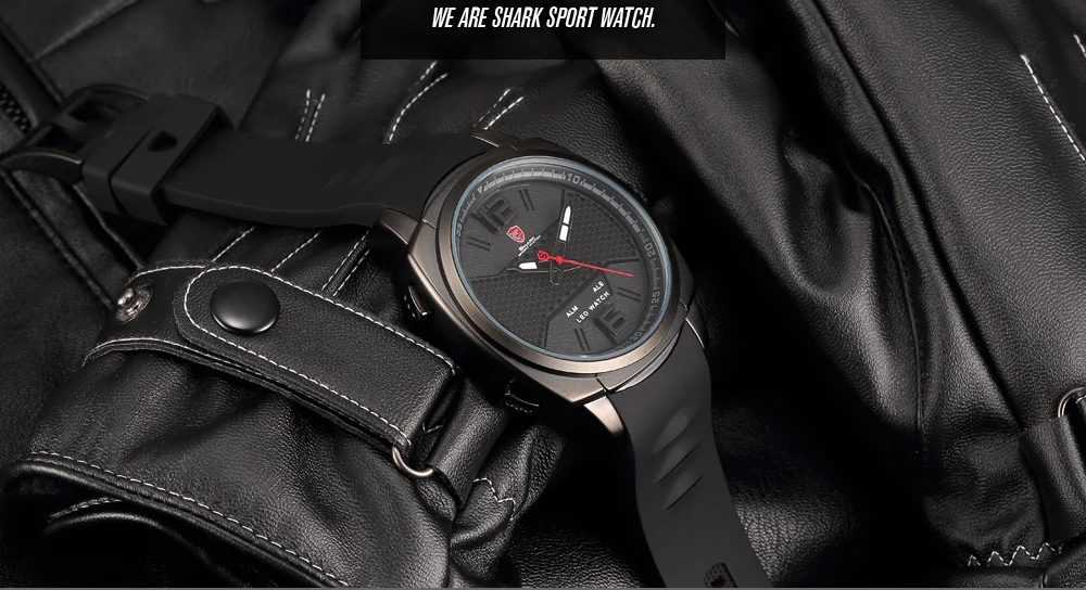 Cool New Whitetip Reef Shark Sport Watch LED Dual Time Zone Date Alarm Top Brand Silicone Quartz-Watch Relogio Masculino / SH486