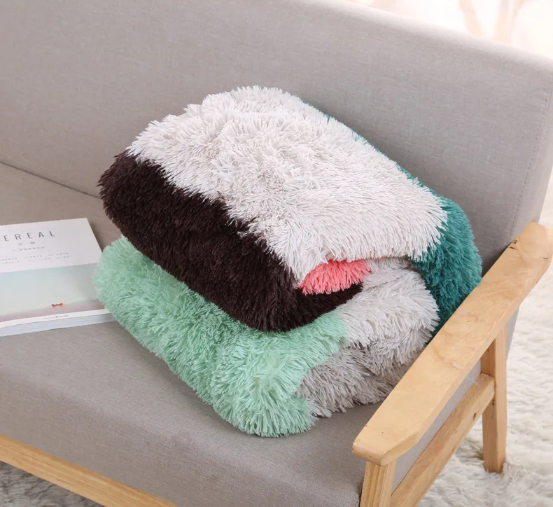 Большие пледы цветные одеяла супер мягкие толстые кашемировые длинные лохматые