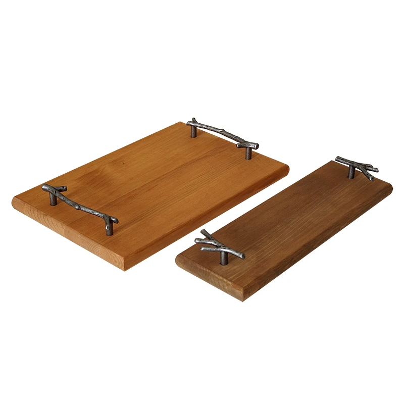 Рога Ручка деревянный поднос кофе паллет десерт торт украшения инструменты