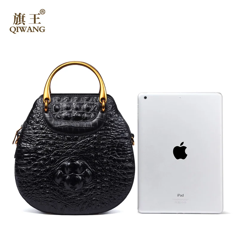 Qiwang, Воловья кожа, женская сумка через плечо, Ретро стиль,, натуральная кожа, крокодиловый узор, через плечо, сумка-мессенджер с верхней ручкой