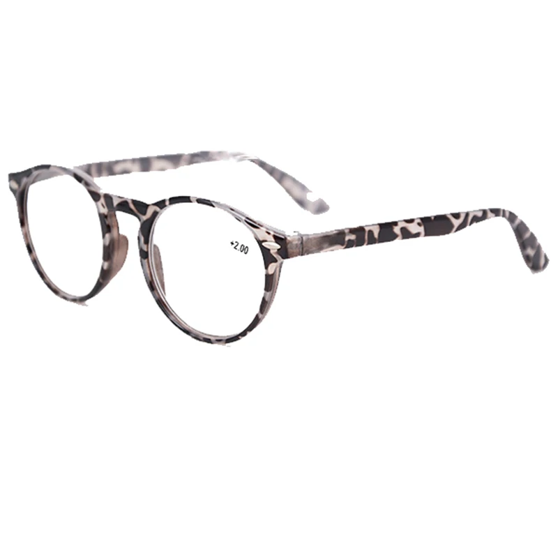 Grey Leopard Унисекс, Ретро стиль, круглые очки для чтения Для женщин Для мужчин дальнозоркостью диоптрий 1,0 1,5 2,0 2,5 3,0 3,5 для рождественские подарки очки - Цвет оправы: Grey Leopard
