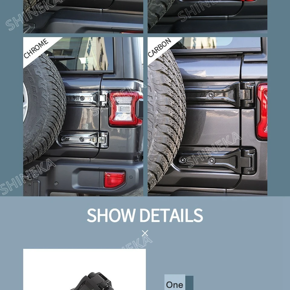 SHINEKA автомобильные наклейки для Jeep Wrangler багажника двери багажника шарнирные крышки 3D ABS Наружные молдинги для Jeep Wrangler JL