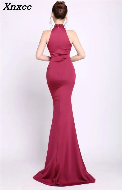 

Burdungy Summer Dress Female Vistidos Maxi Dresses Women Trumpet Sleeveless Prom Party Bodycon Halter Sexy Long robe de soriee