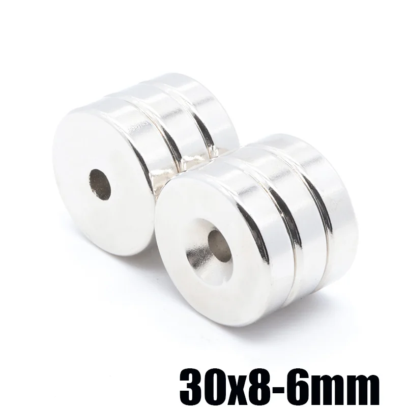 10 шт. 30 мм x8mm-6 N52 NdFeB кольцо, Магнит Dia. 30x8 мм толщиной M6 прямое отверстие неодимовый редкоземельный постоянный магнит 30x8-6mm