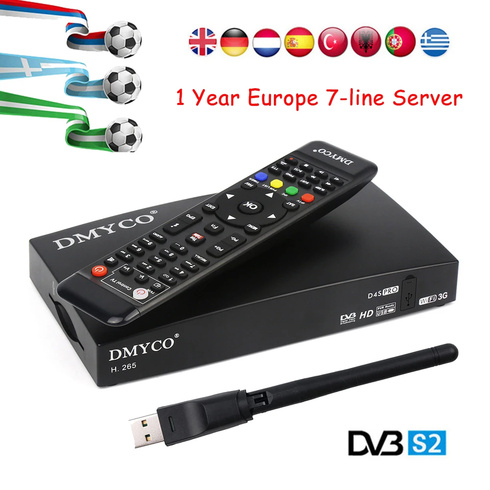 D4S PRO DVB-S2 спутниковый ресивер Поддержка YouTube Biss ключ D4Spro тв тюнер с USB WIFI и 1 год