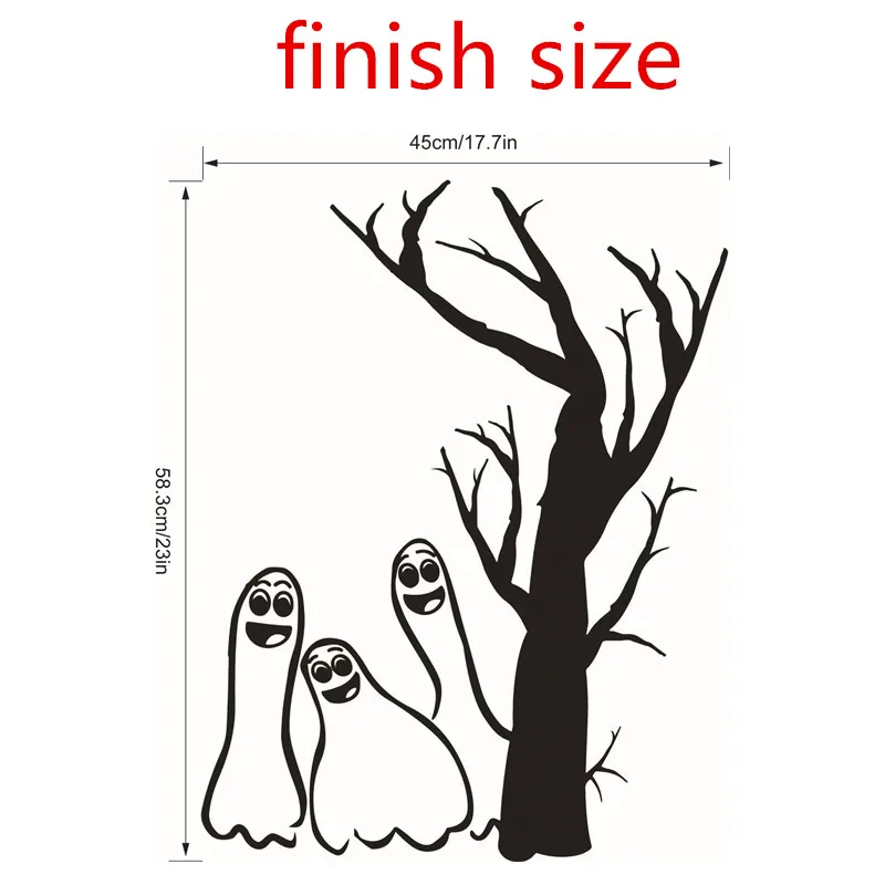 Черный белый Хэллоуин призрак дерево для детей Bar Club Декор стекла дома номер