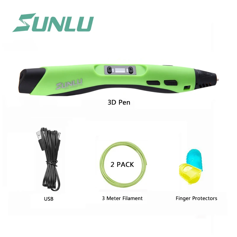 SL-300A-Green SUNLU SL-300A 3D Ручка интеллектуальное Рисование печать Ручка Поддержка ABS/PLA/PCL печать 3D игрушка подарок 3d ручки с светодиодный экран - Цвет: SL-300A-Green