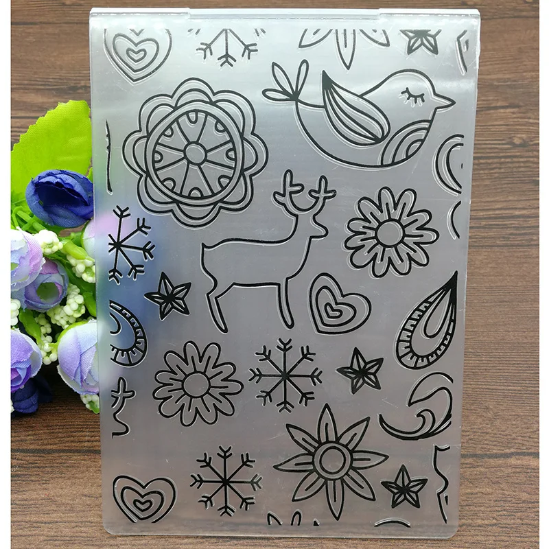 

PLASTIC EMBOSSING FOLDER Christmas deer DIY scrapbook album card gift packing decoration cutting dies paper craft