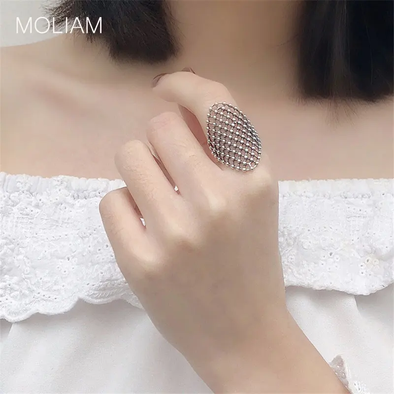 Кольцо MOLIAM винтажное эксклюзивное овальное ажурное Сетчатое кольца для мужчин и