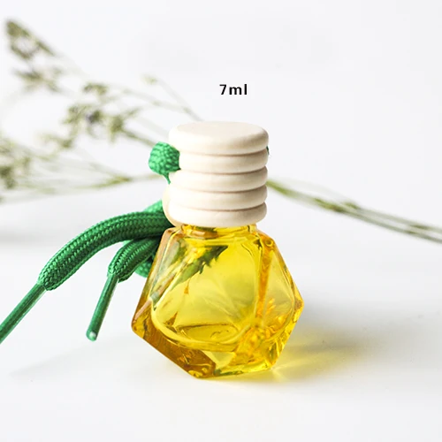 

10/20/50pcs 7ml Empty Yellow Glass Pendant Essential Oil Bottle for Car Decoration Fragrance Charming Hang Refillable Container