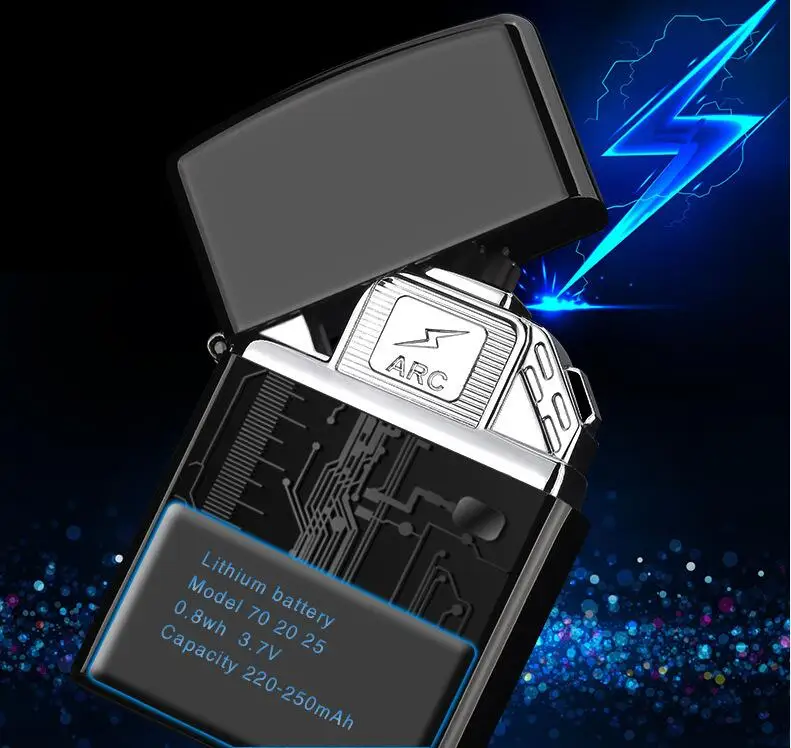 Новинка, высокое качество, двухдуговая плазменная зажигалка, USB ветрозащитные, импульсные металлические зажигалки для электронных сигарет, подарки