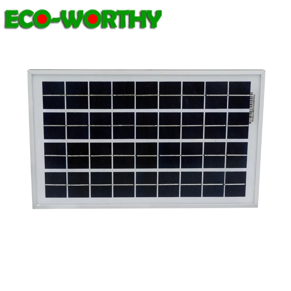 ECOworthy 10 Вт 18 в поли солнечная панель питания с черными красными кабелями для 12 в зарядное устройство портативная 10 Вт солнечная панель для домашней системы