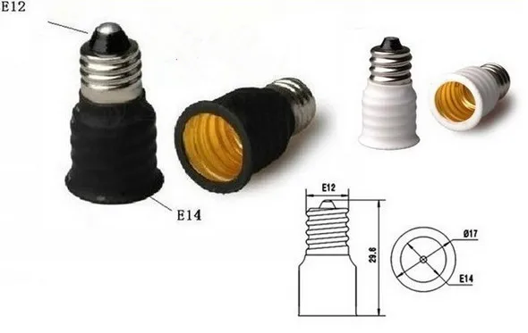 

Free Shipping 10 Piece Black/White E12 To E14 Lamp Holder Converters , E12-E14 Led Light Bulb Lamp Base Socket Adapter