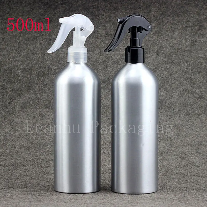 500ml silver aluminum bottles with trigger pump 500cc empty metal sprayer bottles liquid containers with spray 12pc/lot