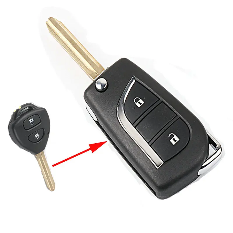 2 Button Складной флип-кейс для ключей OkeyTech с 2/3 кнопками, сменный чехол для ключей Toyota TOY43/TOY48 - Количество кнопок: 2 Button