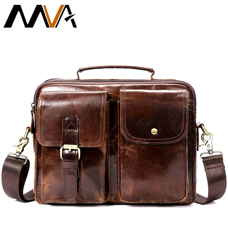 MVA мужская сумка через плечо для мужчин мужские сумки с застежкой и верхней ручкой винтажная из натуральной