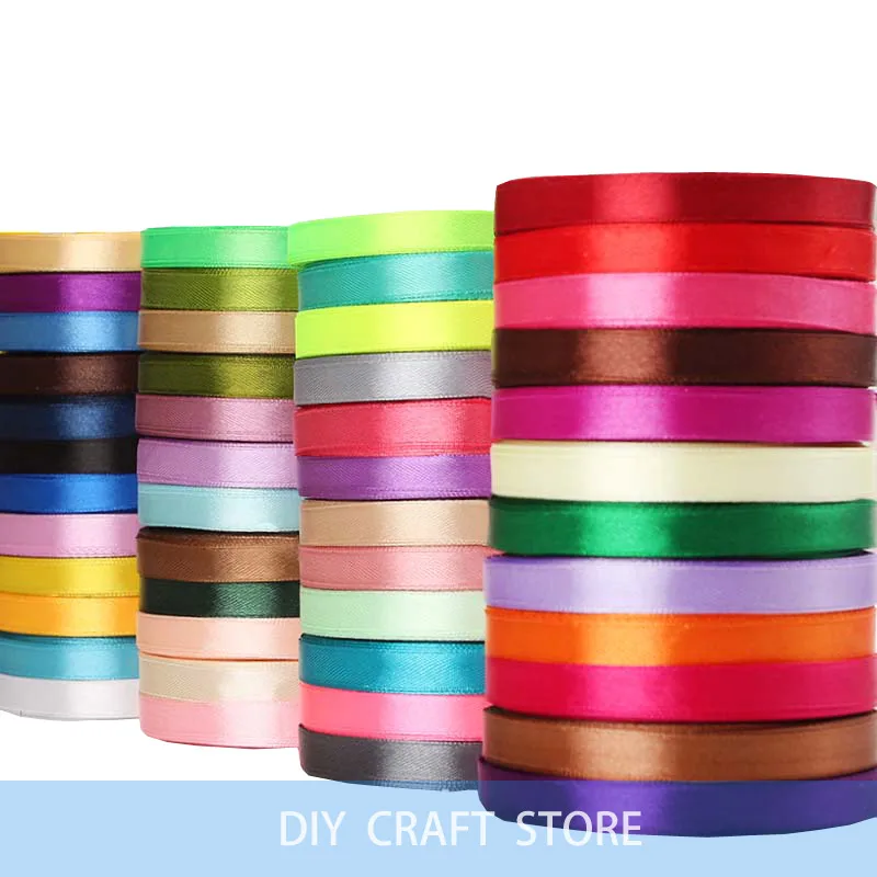 

6mm Single Face Satin Ribbon Wedding Party Birthday Gift Decorative Tape 22Meters